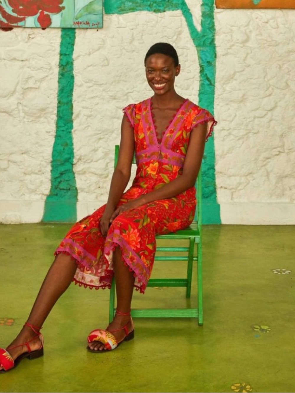 FARM Rio Solar Forest Button Down Midi Dress - Picture 3 of 7